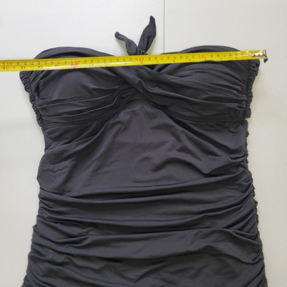 Carmen Marc Valvo Womens Swimsuit Size XL Black Classic Weave Bandeau tankini - Picture 3 of 4